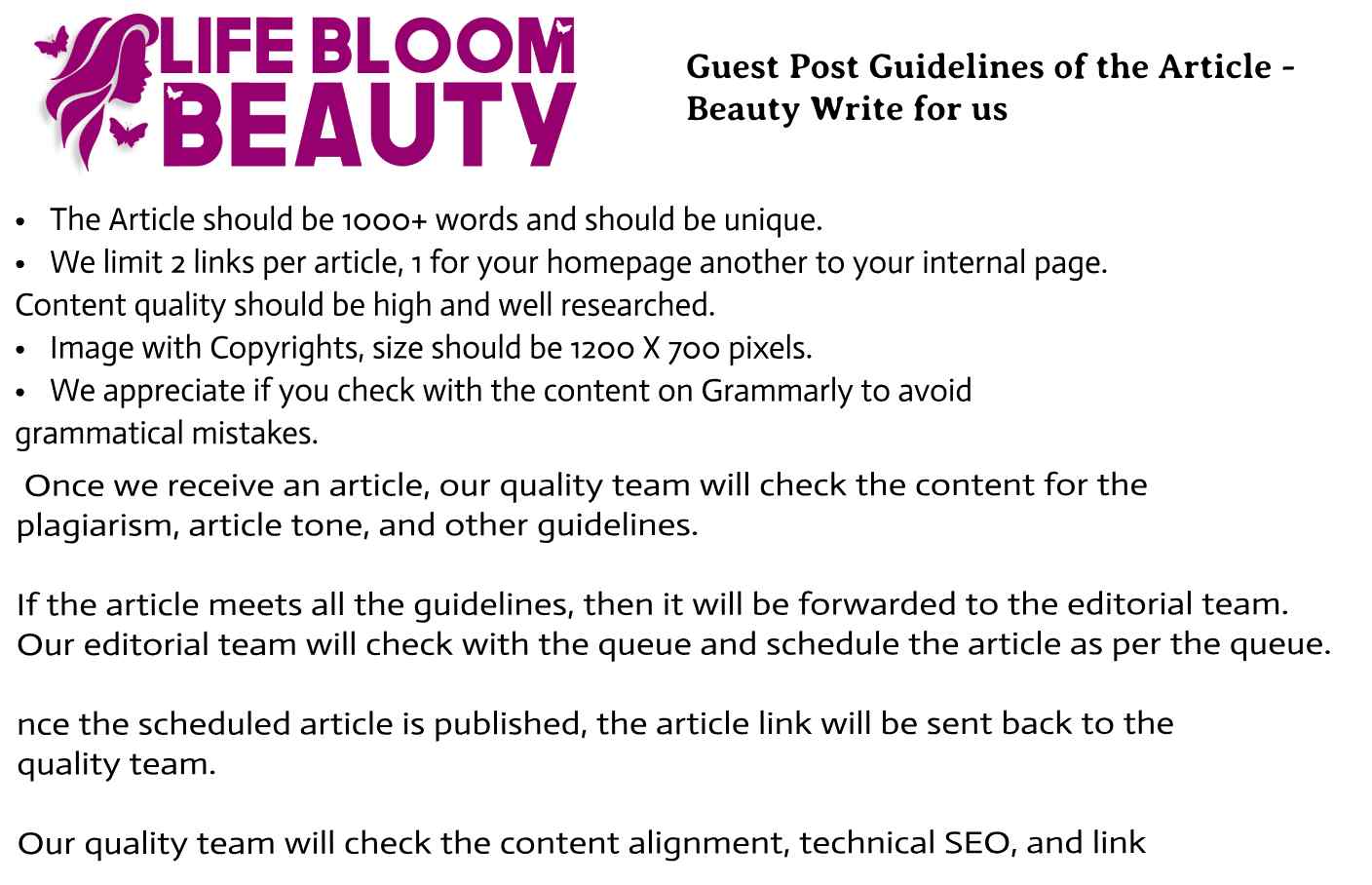 Guidelines Of The Article Beauty Write For Us